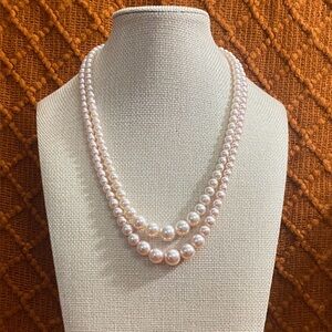 Vintage Graduated Champagne Pink Pearl Necklace